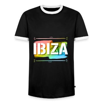 Ibiza - T-shirt contrasté Homme - noir/blanc - Devant - AI Model Female 172 light (172cm) & AI Model Male 178 light (178cm)