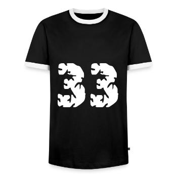 Maillot 33 numéros - T-shirt contrasté Homme - noir/blanc - Devant - AI Model Female 172 light (172cm) & AI Model Male 178 light (178cm)