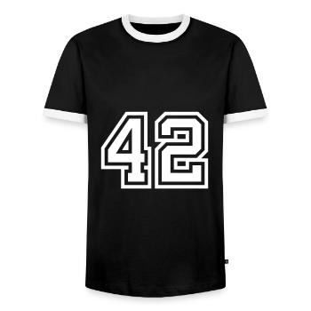 42 number symbol - Men's Ringer Shirt - black/white - Front - AI Model Female 172 light (172cm) & AI Model Male 178 light (178cm)