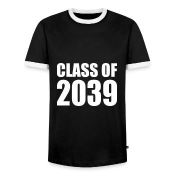 Class of 2039 - Männer Kontrast-T-Shirt - Schwarz/Weiß - Vorne - AI Model Female 172 light (172cm) & AI Model Male 178 light (178cm)