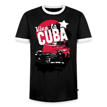 Viva la Cuba - Männer Kontrast-T-Shirt - Schwarz/Weiß - Vorne - AI Model Female 172 light (172cm) & AI Model Male 178 light (178cm)