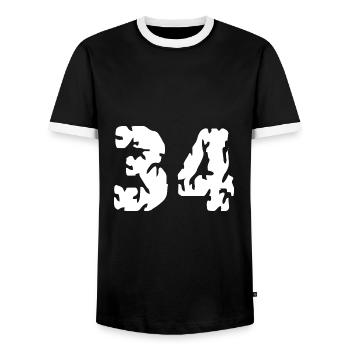 Maillot 34 Numéro - T-shirt contrasté Homme - noir/blanc - Devant - AI Model Female 172 light (172cm) & AI Model Male 178 light (178cm)