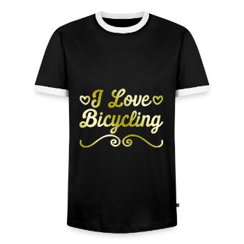 I love cycling - Men's Ringer Shirt - black/white - Front - AI Model Female 172 light (172cm) & AI Model Male 178 light (178cm)