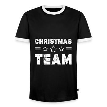 Christmas Team - Men's Ringer Shirt - black/white - Front - AI Model Female 172 light (172cm) & AI Model Male 178 light (178cm)