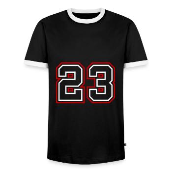 23 Zahl nummer - Männer Kontrast-T-Shirt - Schwarz/Weiß - Vorne - AI Model Female 172 light (172cm) & AI Model Male 178 light (178cm)