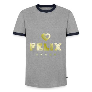Félix Herz - T-shirt contrasté Homme - gris/marine  - Devant - AI Model Female 172 light (172cm) & AI Model Male 178 light (178cm)