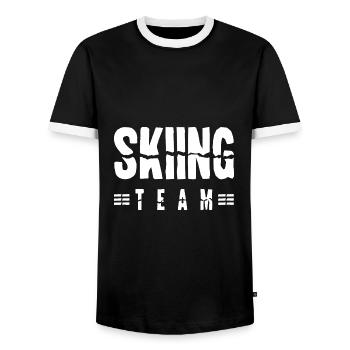 Skiing Team - Men's Ringer Shirt - black/white - Front - AI Model Female 172 light (172cm) & AI Model Male 178 light (178cm)
