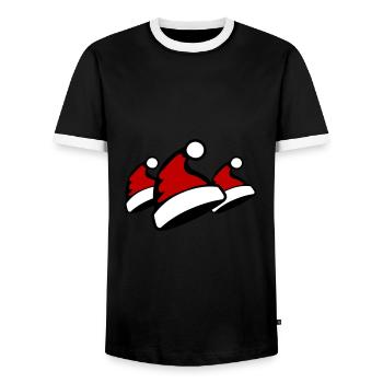 Bonnet de Noël chapeau de père Noël - T-shirt contrasté Homme - noir/blanc - Devant - AI Model Female 172 light (172cm) & AI Model Male 178 light (178cm)