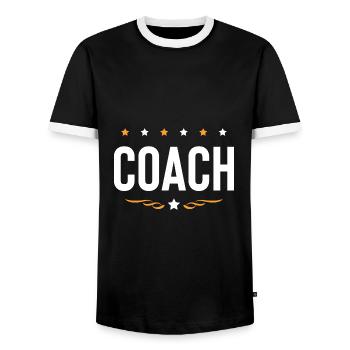 Coach Trainer - Männer Kontrast-T-Shirt - Schwarz/Weiß - Vorne - AI Model Female 172 light (172cm) & AI Model Male 178 light (178cm)