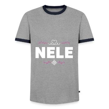 Nele - Männer Kontrast-T-Shirt - Grau/Navy  - Vorne - AI Model Female 172 light (172cm) & AI Model Male 178 light (178cm)