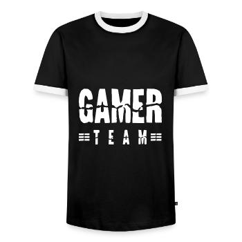 Équipe de joueurs - T-shirt contrasté Homme - noir/blanc - Devant - AI Model Female 172 light (172cm) & AI Model Male 178 light (178cm)