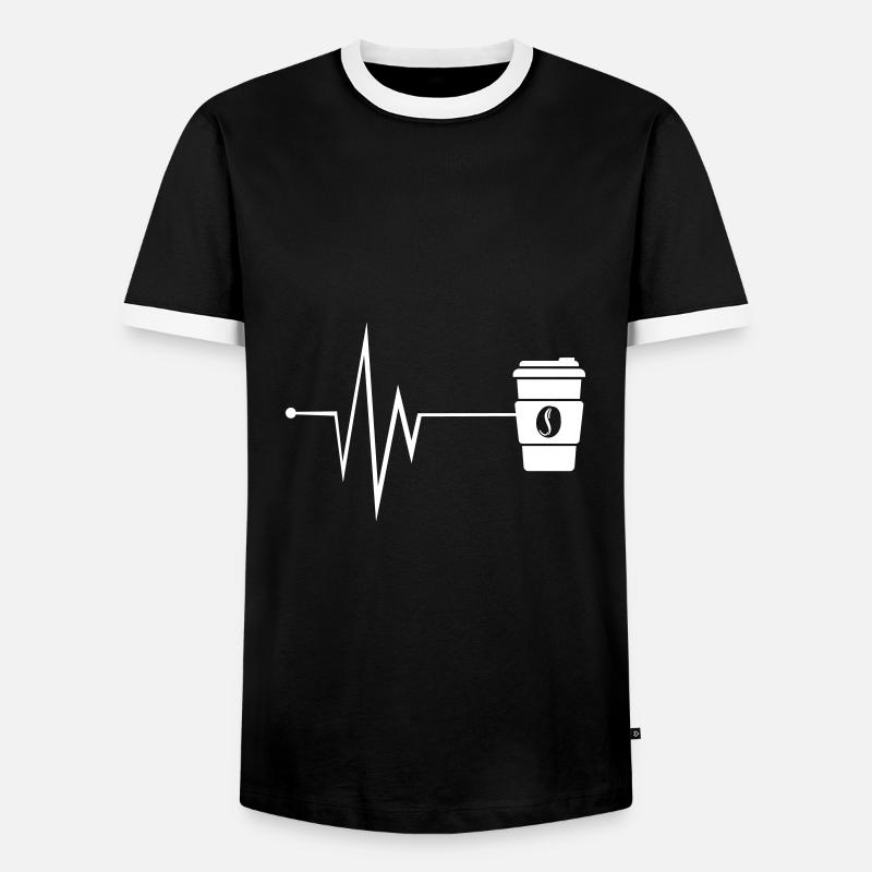 Kaffee Puls - Männer Kontrast-T-Shirt - Schwarz/Weiß