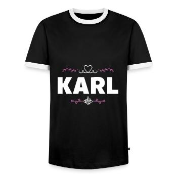 Karl - Männer Kontrast-T-Shirt - Schwarz/Weiß - Vorne - AI Model Female 172 light (172cm) & AI Model Male 178 light (178cm)