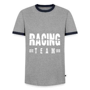 Racing Team - Men's Ringer Shirt - grey/navy  - Front - AI Model Female 172 light (172cm) & AI Model Male 178 light (178cm)