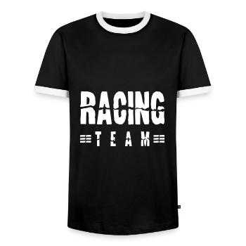 Racing Team - Men's Ringer Shirt - black/white - Front - AI Model Female 172 light (172cm) & AI Model Male 178 light (178cm)