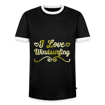 I love windsurfing - Men's Ringer Shirt - black/white - Front - AI Model Female 172 light (172cm) & AI Model Male 178 light (178cm)