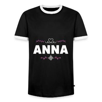 Anna - T-shirt contrasté Homme - noir/blanc - Devant - AI Model Female 172 light (172cm) & AI Model Male 178 light (178cm)