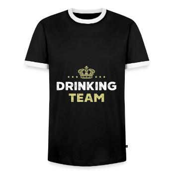 Drinking Team - Männer Kontrast-T-Shirt - Schwarz/Weiß - Vorne - AI Model Female 172 light (172cm) & AI Model Male 178 light (178cm)