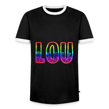 lou rs arc-en-ciel - T-shirt contrasté Homme - noir/blanc - Devant - AI Model Female 172 light (172cm) & AI Model Male 178 light (178cm)