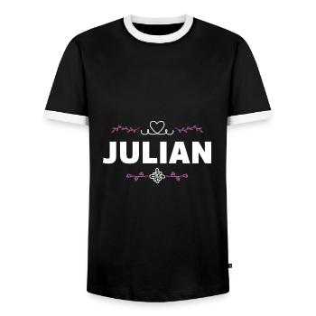 Julian - Men's Ringer Shirt - black/white - Front - AI Model Female 172 light (172cm) & AI Model Male 178 light (178cm)