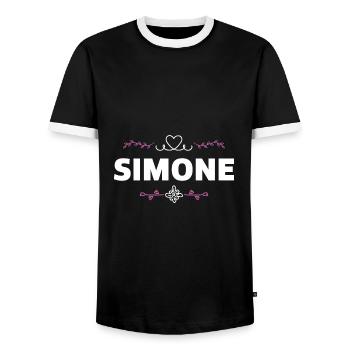 Simone - Männer Kontrast-T-Shirt - Schwarz/Weiß - Vorne - AI Model Female 172 light (172cm) & AI Model Male 178 light (178cm)