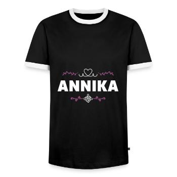 Annika - Männer Kontrast-T-Shirt - Schwarz/Weiß - Vorne - AI Model Female 172 light (172cm) & AI Model Male 178 light (178cm)