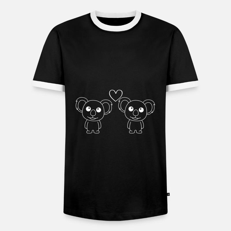 Koala Comic Paar Liebe - Männer Kontrast-T-Shirt - Schwarz/Weiß