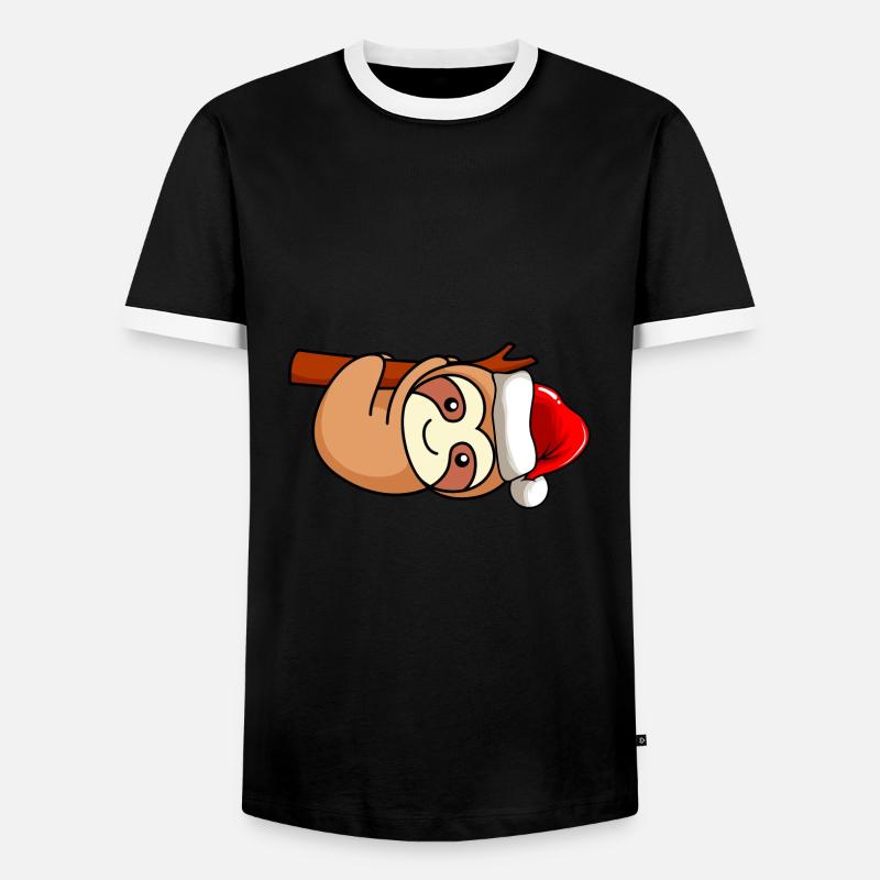 Sloth Comic Christmas - Men's Ringer Shirt - black/white