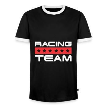 Équipage de course - T-shirt contrasté Homme - noir/blanc - Devant - AI Model Female 172 light (172cm) & AI Model Male 178 light (178cm)