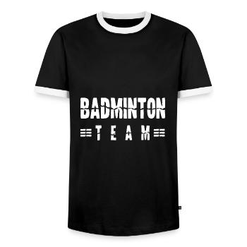 Badminton Team - Männer Kontrast-T-Shirt - Schwarz/Weiß - Vorne - AI Model Female 172 light (172cm) & AI Model Male 178 light (178cm)