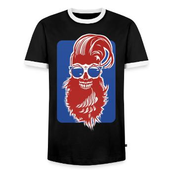 tete de mort hipster barbu skull crane design fant - T-shirt contrasté Homme - noir/blanc - Devant - AI Model Female 172 light (172cm) & AI Model Male 178 light (178cm)