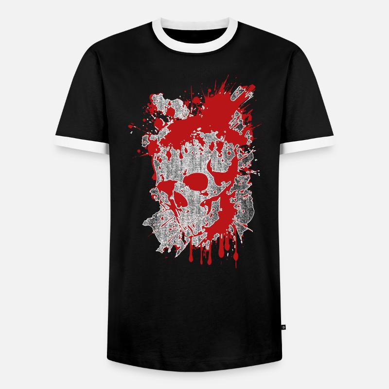Splatter Skull Bloody - Men's Ringer Shirt - black/white