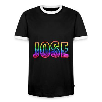 L’arc-en-ciel de Jose R - T-shirt contrasté Homme - noir/blanc - Devant - AI Model Female 172 light (172cm) & AI Model Male 178 light (178cm)