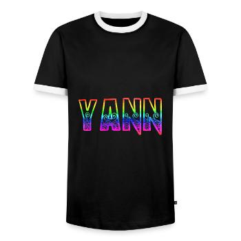 yann rs arc-en-ciel - T-shirt contrasté Homme - noir/blanc - Devant - AI Model Female 172 light (172cm) & AI Model Male 178 light (178cm)