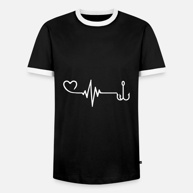 Fish hook pulse - Men's Ringer Shirt - black/white