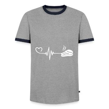 Pouls de battement de cœur de steak - T-shirt contrasté Homme - gris/marine  - Devant - AI Model Female 172 light (172cm) & AI Model Male 178 light (178cm)