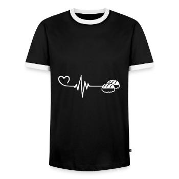 Sushi Puls Herz Liebe - Männer Kontrast-T-Shirt - Schwarz/Weiß - Vorne - AI Model Female 172 light (172cm) & AI Model Male 178 light (178cm)