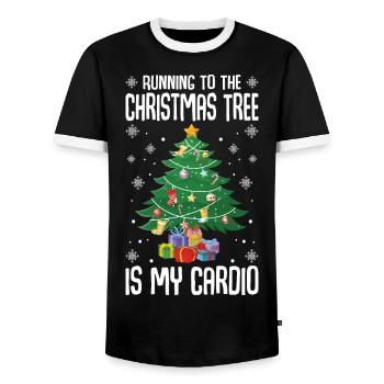 Going to the Christmas tree is my cardio - Men's Ringer Shirt - black/white - Front - AI Model Female 172 light (172cm) & AI Model Male 178 light (178cm)