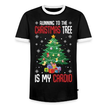 Going to the Christmas tree is my cardio - Men's Ringer Shirt - black/white - Front - AI Model Female 172 light (172cm) & AI Model Male 178 light (178cm)