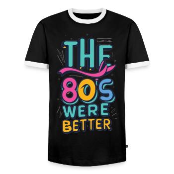 The 80s were better - Männer Kontrast-T-Shirt - Schwarz/Weiß - Vorne - AI Model Female 172 light (172cm) & AI Model Male 178 light (178cm)