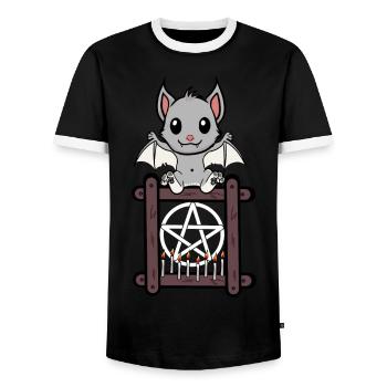 Halloween Bat Witching Hour Horreur - T-shirt contrasté Homme - noir/blanc - Devant - AI Model Female 172 light (172cm) & AI Model Male 178 light (178cm)