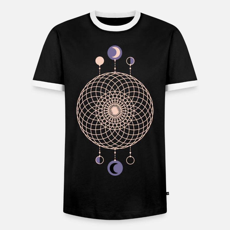 Moon Phases Geometric Pattern - Men's Ringer Shirt - black/white