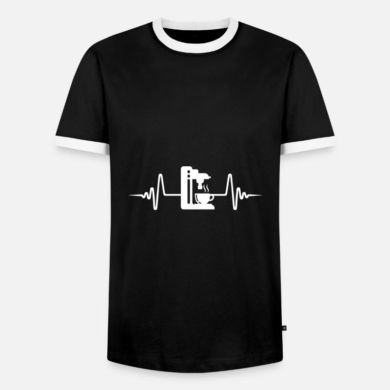 Coffee machine pulse symbol - Men's Ringer Shirt - black/white