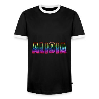 alicia rs rainbow - Men's Ringer Shirt - black/white - Front - AI Model Female 172 light (172cm) & AI Model Male 178 light (178cm)