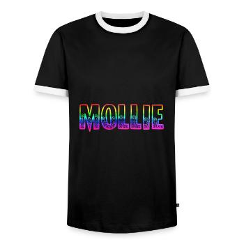 mollie rs rainbow - Men's Ringer Shirt - black/white - Front - AI Model Female 172 light (172cm) & AI Model Male 178 light (178cm)