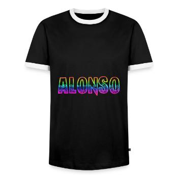 Alonso RS Arc-en-ciel - T-shirt contrasté Homme - noir/blanc - Devant - AI Model Female 172 light (172cm) & AI Model Male 178 light (178cm)