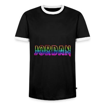 jordan rs rainbow - Men's Ringer Shirt - black/white - Front - AI Model Female 172 light (172cm) & AI Model Male 178 light (178cm)