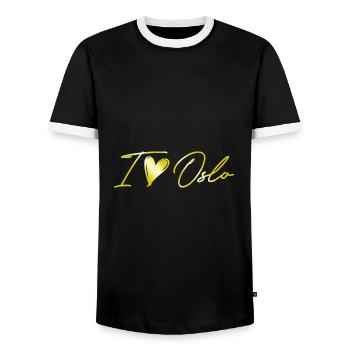 I Love Oslo - Männer Kontrast-T-Shirt - Schwarz/Weiß - Vorne - AI Model Female 172 light (172cm) & AI Model Male 178 light (178cm)