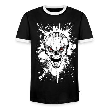 skull grunge style 02 - Men's Ringer Shirt - black/white - Front - AI Model Female 172 light (172cm) & AI Model Male 178 light (178cm)