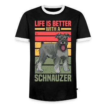 Schnauzer - Männer Kontrast-T-Shirt - Schwarz/Weiß - Vorne - AI Model Female 172 light (172cm) & AI Model Male 178 light (178cm)